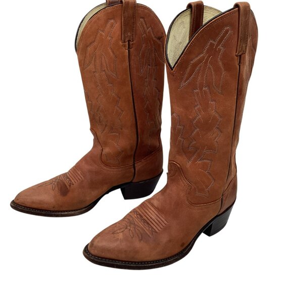 Dan Post Marlboro Suede Leather Mens 8 EW Western Cowboy Boots Cognac Brown - Picture 1 of 13